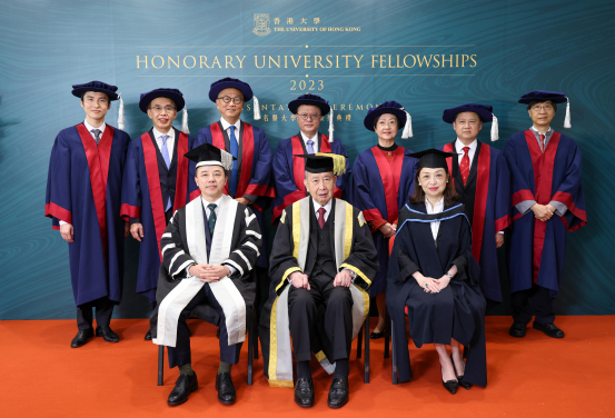 (Back row, left to right): Mr Karson CHOI Ka Tsan, Mr David FONG Man Hung, Professor Keiji FUKUDA, Professor David HUI Shu Cheong, Mrs May TAM MAK Mei Yin, Mr David WONG Ying Kit, Professor YUEN Kwok Yung  
(Front row, left to right): Professor Xiang Zhang, Dr the Honourable Sir David Li Kwok Po, Ms Priscilla Wong Pui-sze